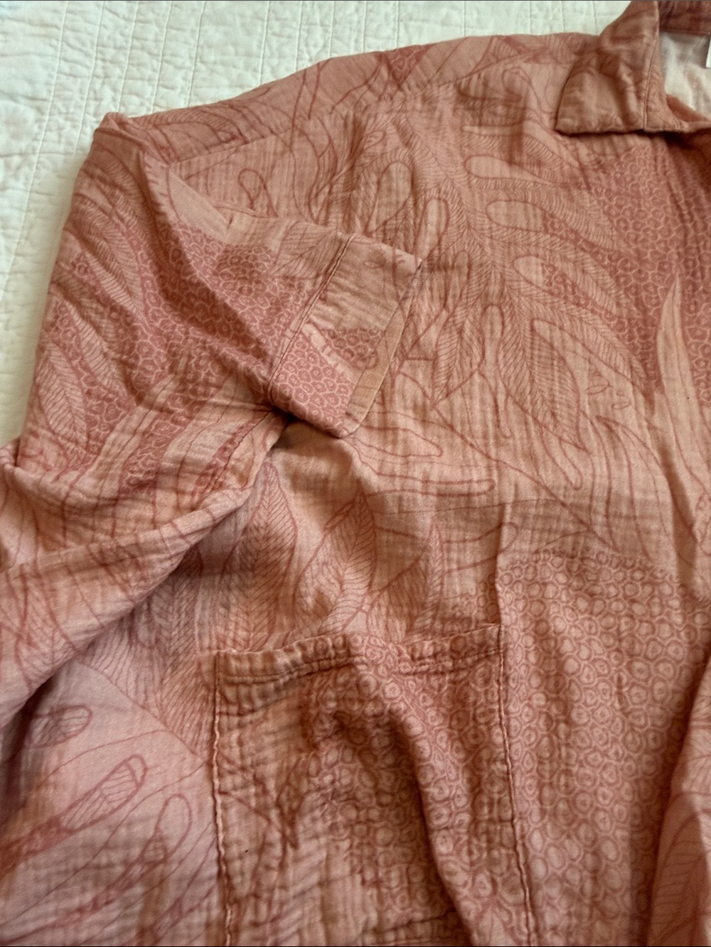 Lightweight Rust Print Button-Up Top - Picture 3 of 7